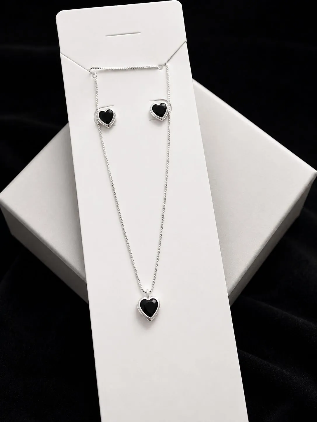 Conjunto Coração Black — conjunto de prata